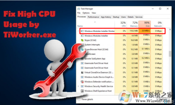 TiWorker.exe進(jìn)程占用cpu高