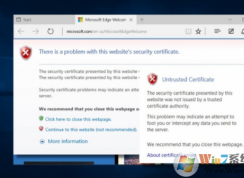 win10系統(tǒng)瀏覽器瀏覽合法正常的網(wǎng)頁出現(xiàn)“本網(wǎng)站安全證書存在問題”錯(cuò)誤