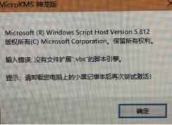 win10運行kms神龍版提示 輸入錯誤:沒有文件擴展.vbs 該怎么辦？（已解決）