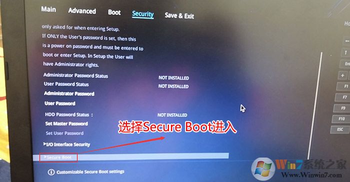 選擇secure Boot回車進入