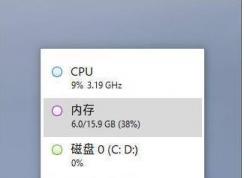 Win10技巧：開啟CPU,內(nèi)存,磁盤,GPU,網(wǎng)絡(luò)率迷你資源監(jiān)視窗口