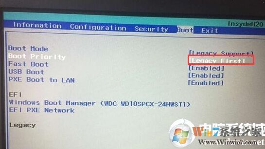 把Boot Priority設(shè)置成Legacy First