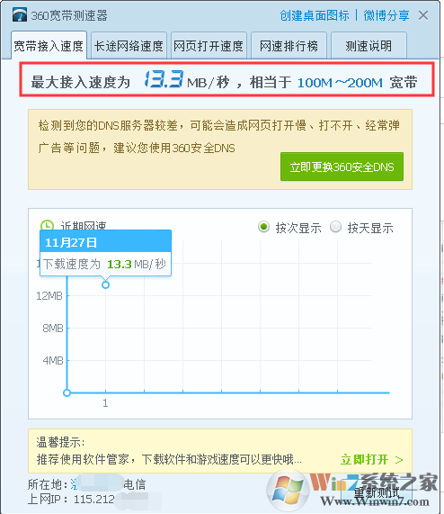 教你使用網(wǎng)絡(luò)測速器測試你的寬帶到底有幾M