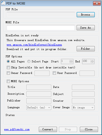 電子書(shū)格式轉(zhuǎn)換器(PDF to MOBI) V1.0
