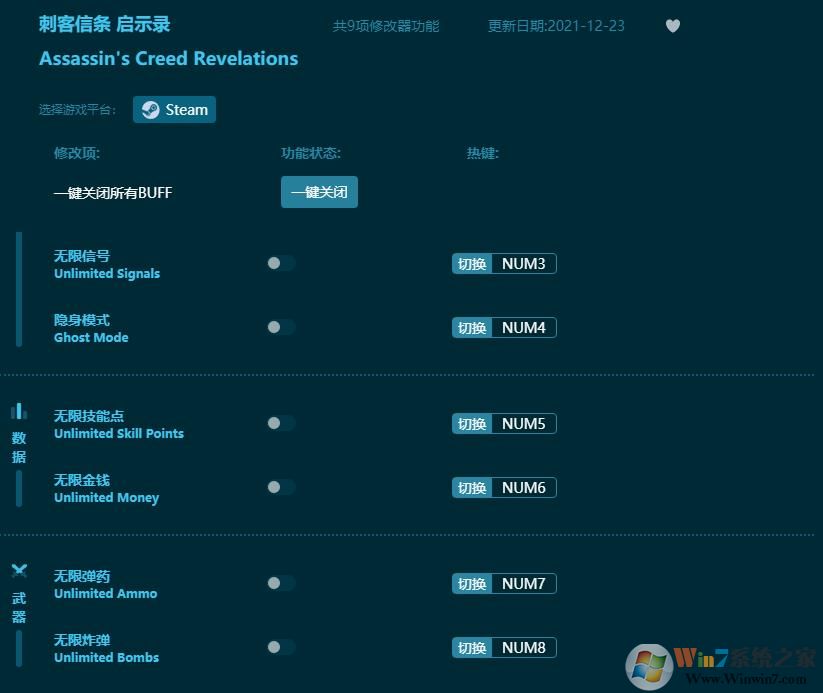 刺客信條啟示錄九項修改器 v2022.23