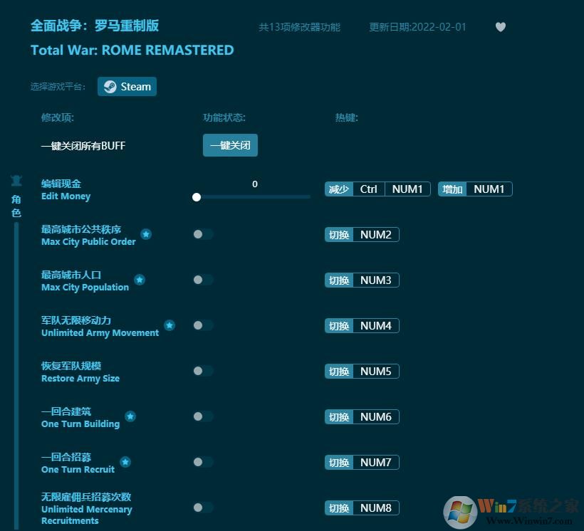 全面戰(zhàn)爭羅馬重制版十三項修改器 v1.0.33