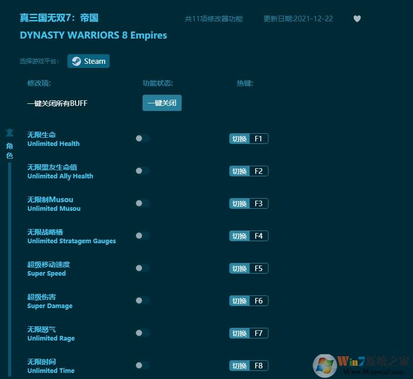 真三國無雙7帝國十一項修改器 v1.0.58