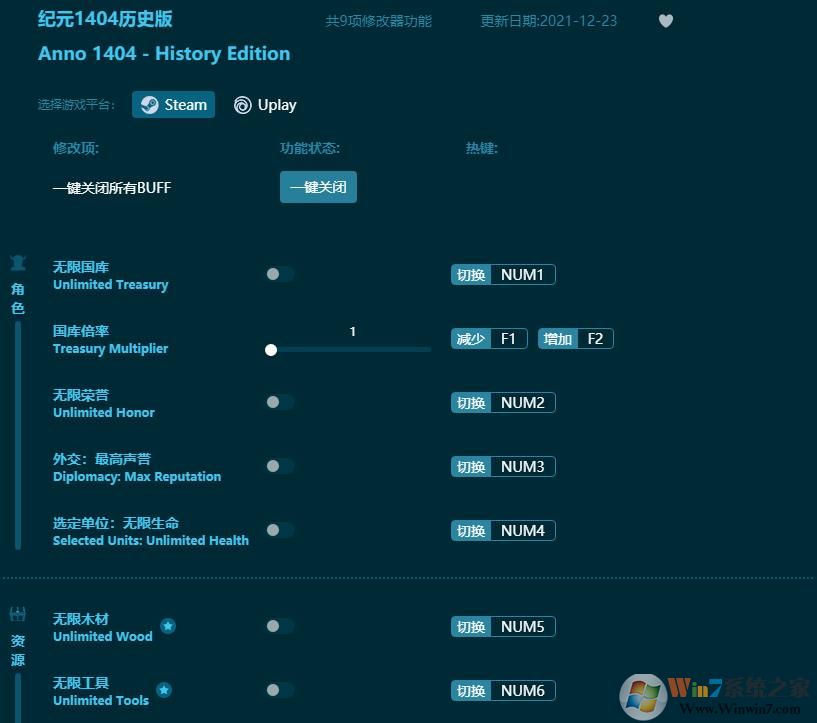 紀元1404歷史版九項修改器 官方免費版