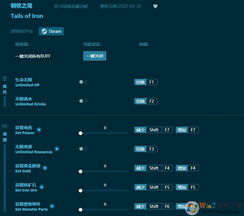 鋼鐵之尾10項修改器 最新免費版