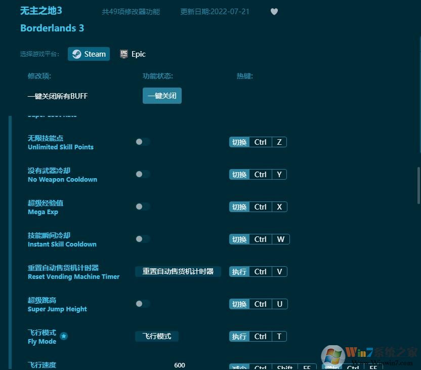 無主之地3四十九項(xiàng)修改器 v2022.7最新通用版