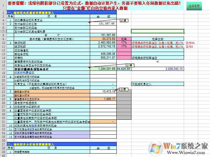 現(xiàn)金流量表自動生成模板e(cuò)xcel帶公式版