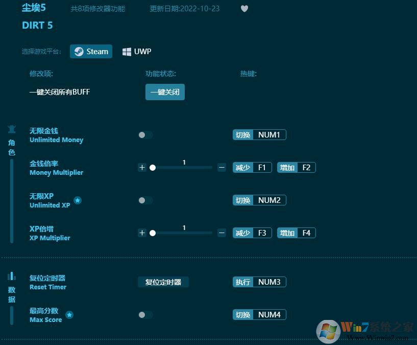 塵埃5(DIRT5)八項全能修改器 v22.10通用版