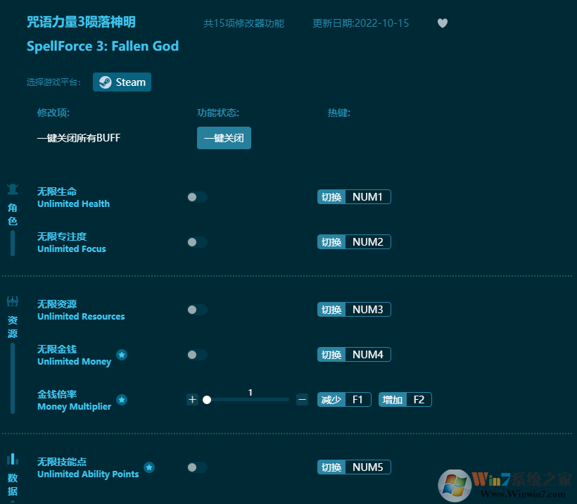 咒語力量3隕落神明十五項修改器 v2022.11最新版