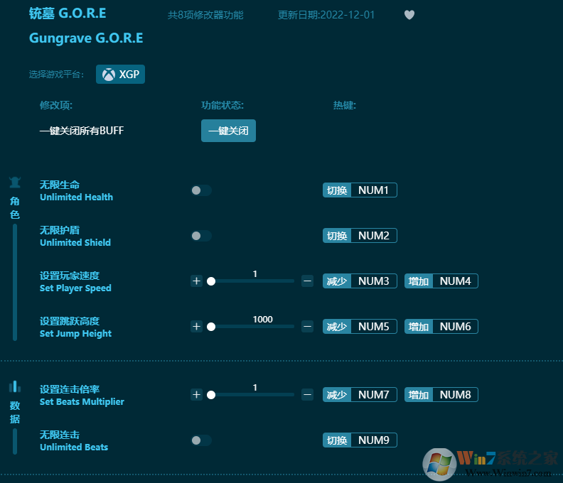 銃墓GORE八項修改器 2022.12最新版