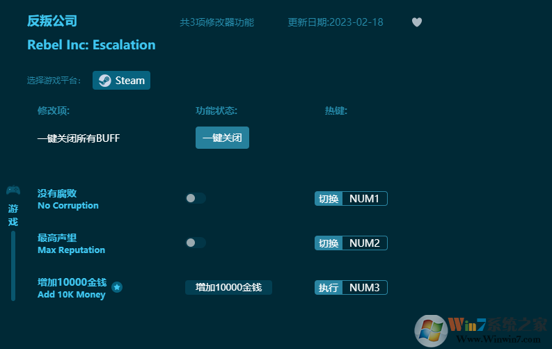 反叛公司多項(xiàng)修改器 v2023最新版