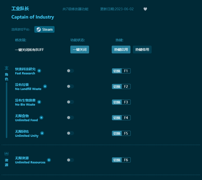 工業(yè)隊(duì)長七項(xiàng)修改器 v2023最新版