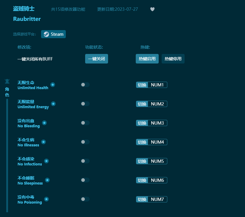 盜賊騎士十五項(xiàng)修改器 v2023最新版