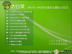 大白菜Win10系統(tǒng)|Win10 64位專業(yè)版(超快速,永久激活)V2023