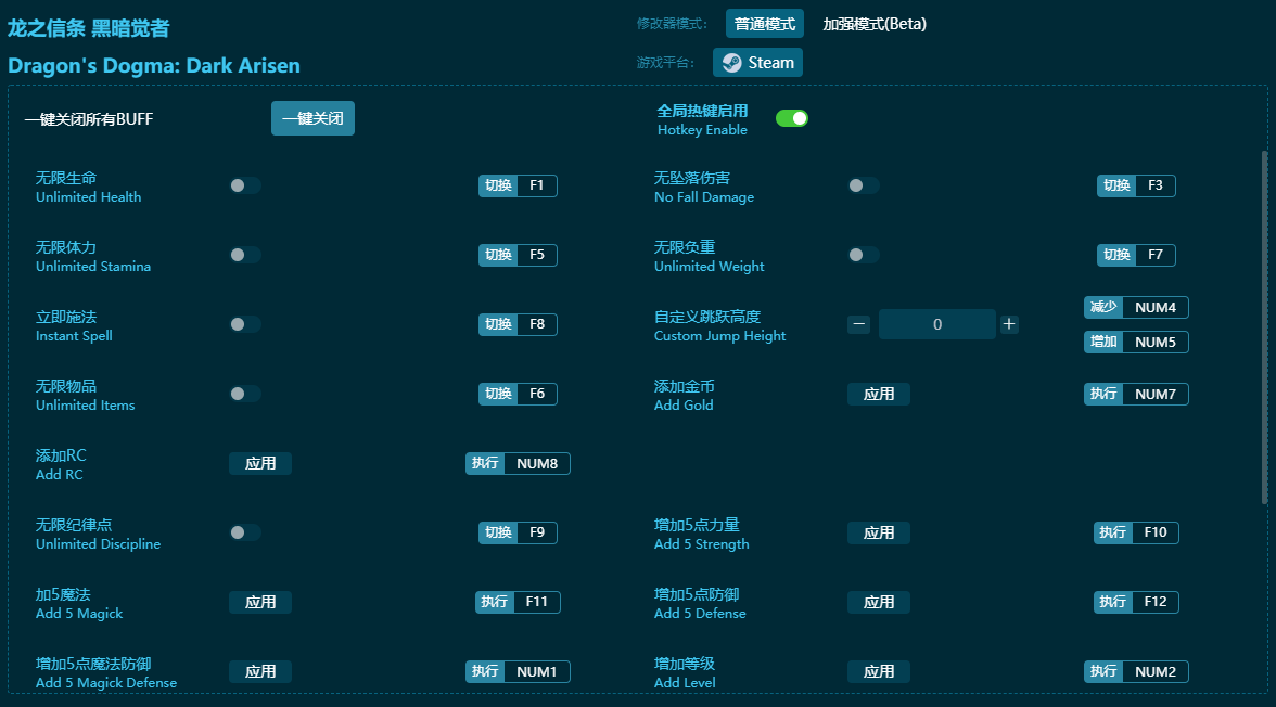 龍之信條黑暗覺(jué)者二十項(xiàng)修改器 v1.0最新版