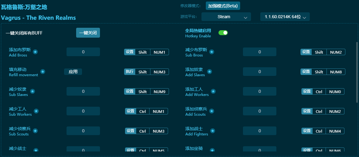 瓦格魯斯萬壑之地十九項(xiàng)修改器 v2024最新版