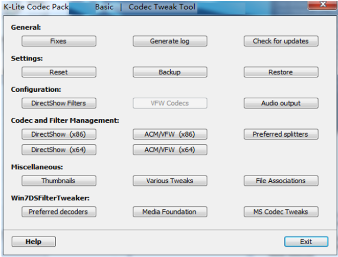 K-Lite Codec Pack Basic（PC版）